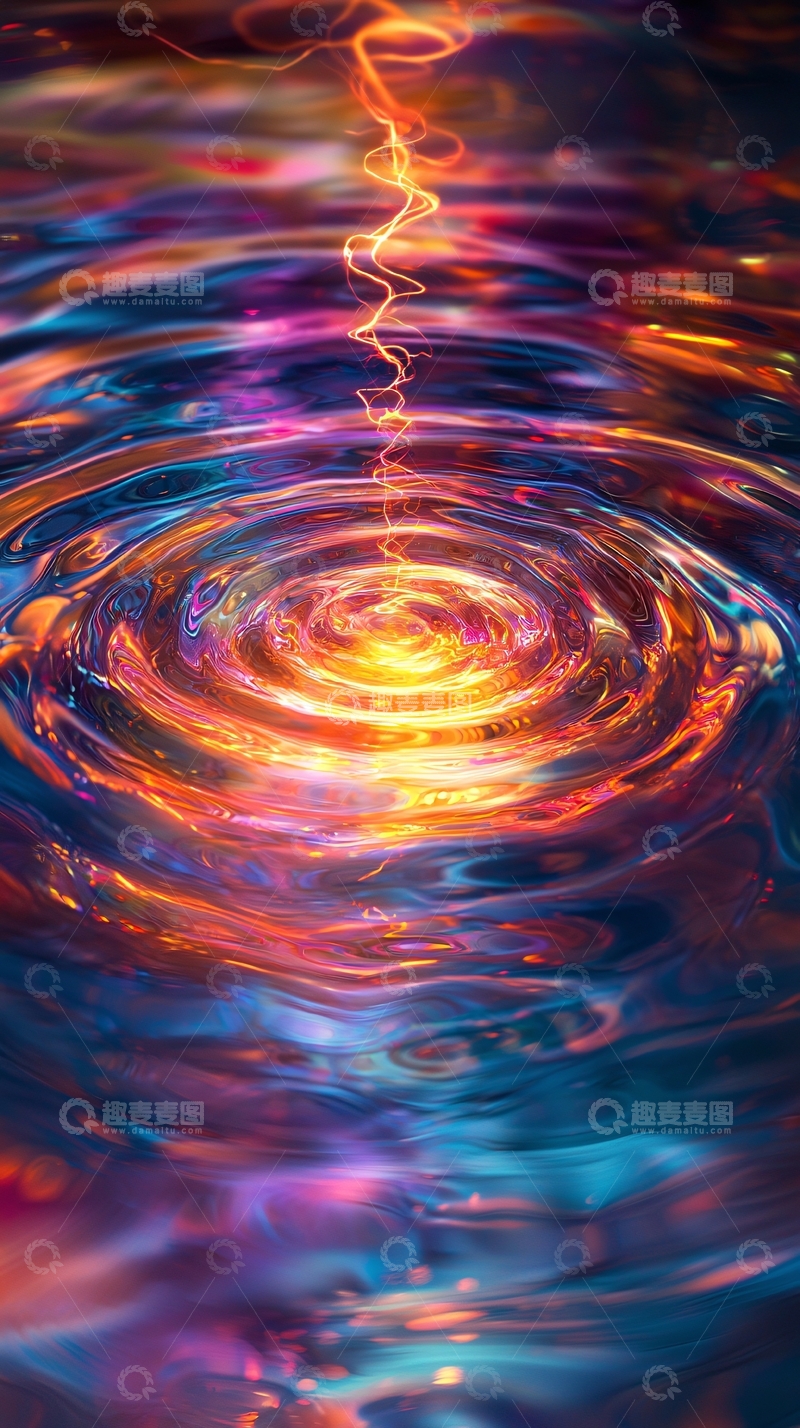 高清大图下载【趣麦麦图】水面涟漪闪电光