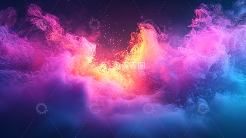 高清大图下载【趣麦麦图】绚丽色彩的抽象烟雾背景