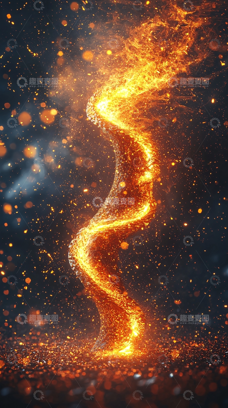 高清大图下载【趣麦麦图】金色火焰龙卷风
