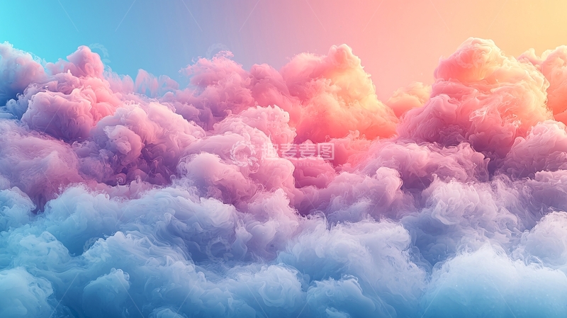 高清大图下载【趣麦麦图】粉色蓝色梦幻云朵背景