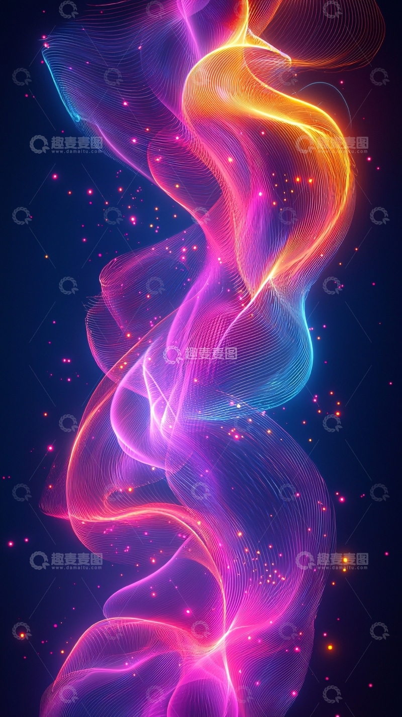 高清大图下载【趣麦麦图】彩色光线流动抽象背景
