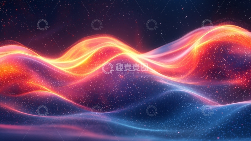 高清大图下载【趣麦麦图】发光曲线渐变星空背景