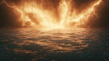 海面上的闪电风暴