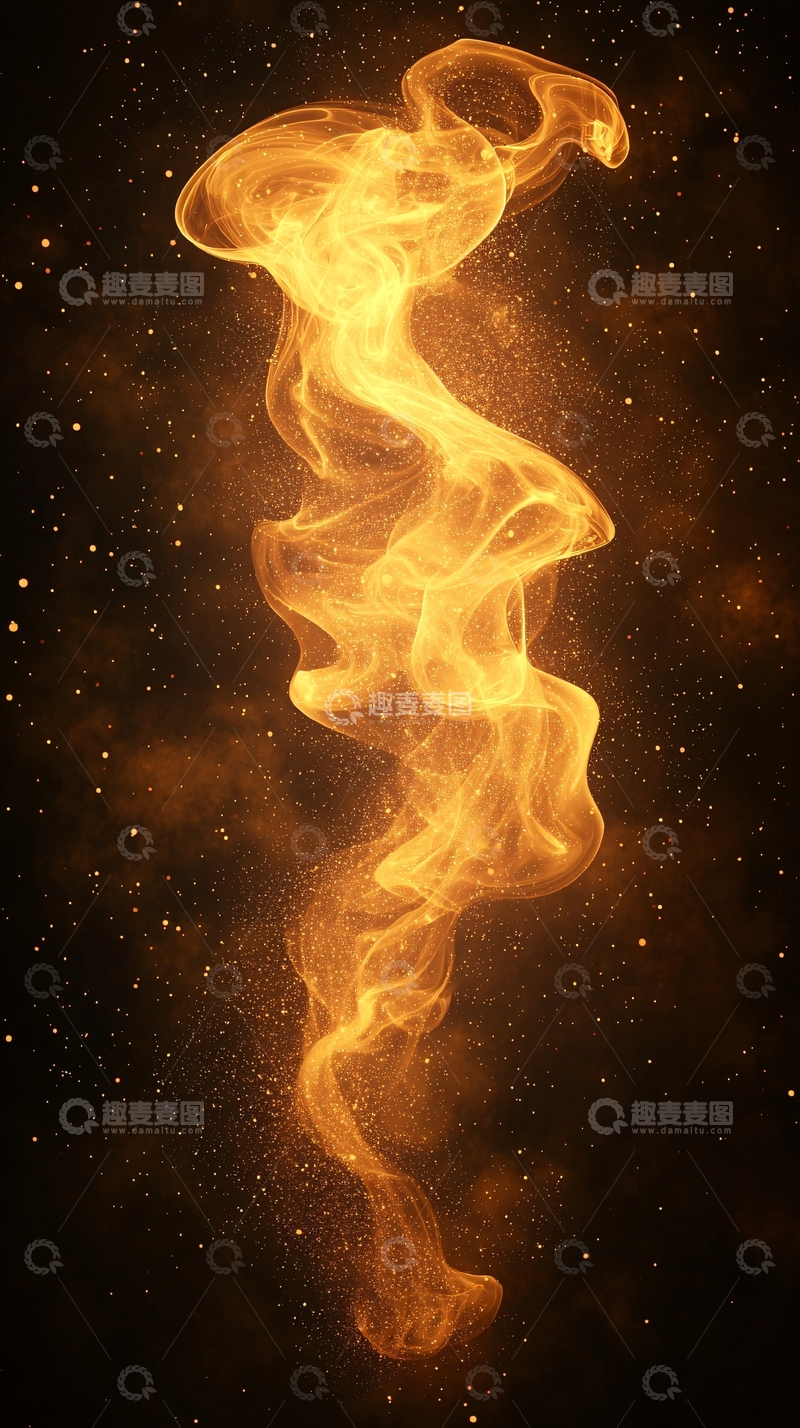 高清大图下载【趣麦麦图】金色抽象火焰流动效果