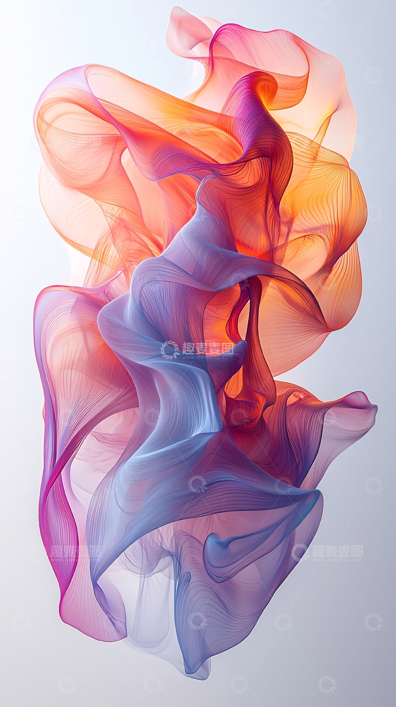 高清大图下载【趣麦麦图】飘逸色彩纱幔抽象