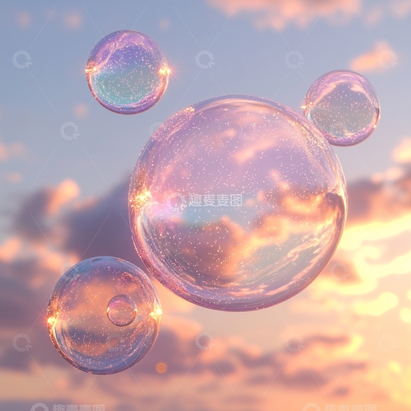 高清大图下载【趣麦麦图】悬浮泡泡倒映天空
