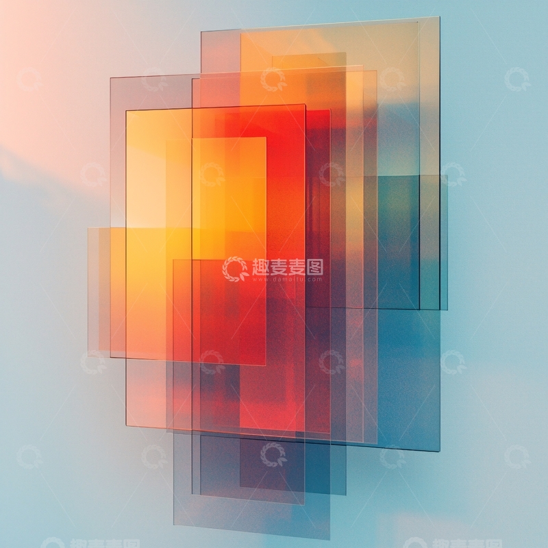 高清大图下载【趣麦麦图】透明叠加方形渐变色块
