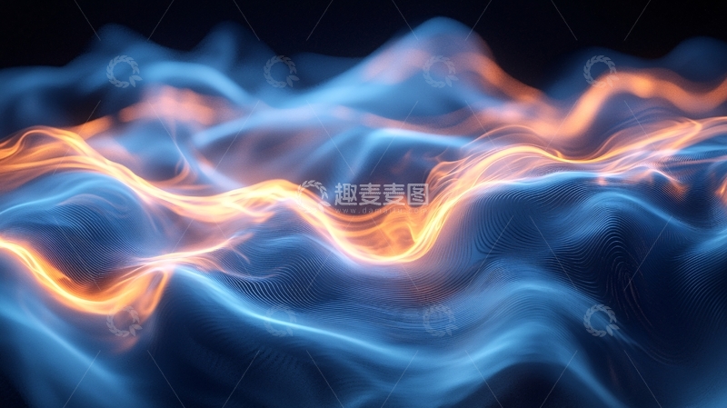 高清大图下载【趣麦麦图】蓝橙色光线流动抽象背景