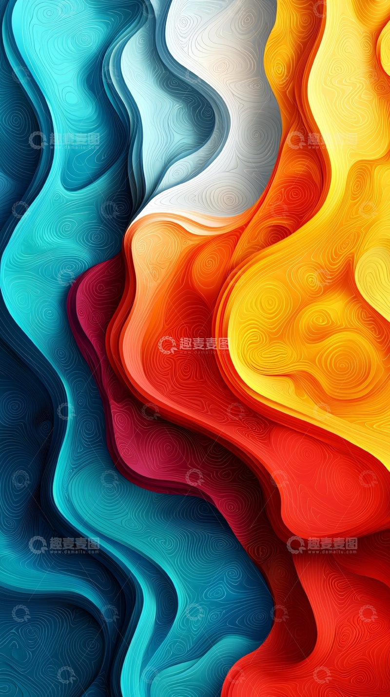 高清大图下载【趣麦麦图】抽象水彩渐变流动图案