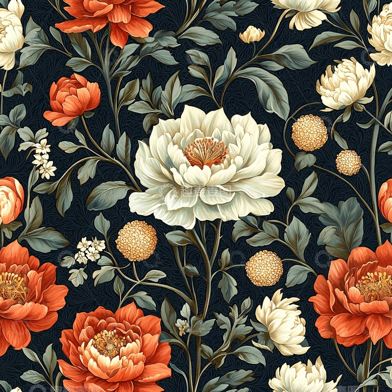 高清大图下载【趣麦麦图】繁复花卉图案壁纸