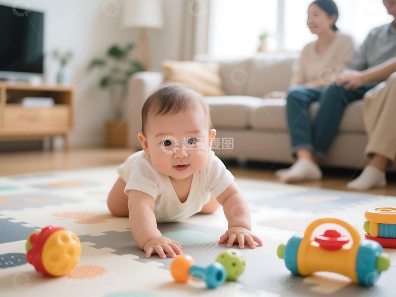 高清大图下载【趣麦麦图】宝宝室内地板玩具玩耍场景