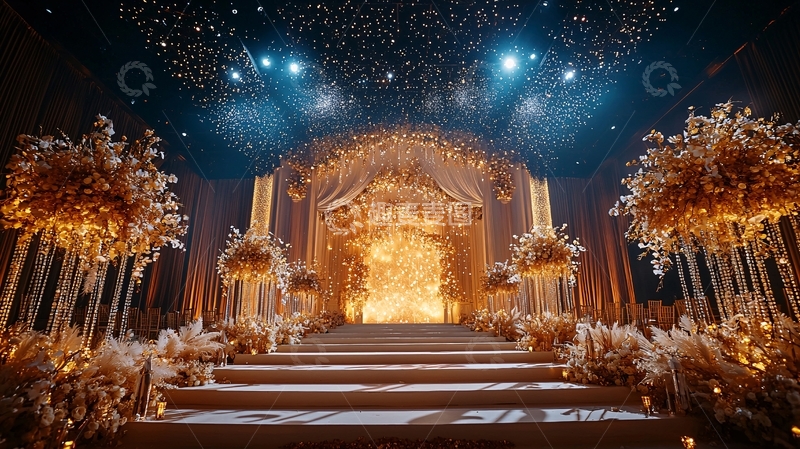 高清大图下载【趣麦麦图】金色梦幻婚礼舞台