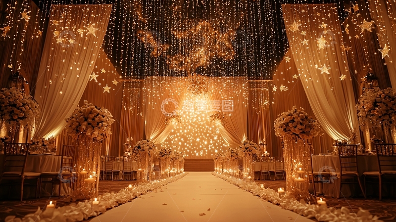 高清大图下载【趣麦麦图】金色星光婚礼场景