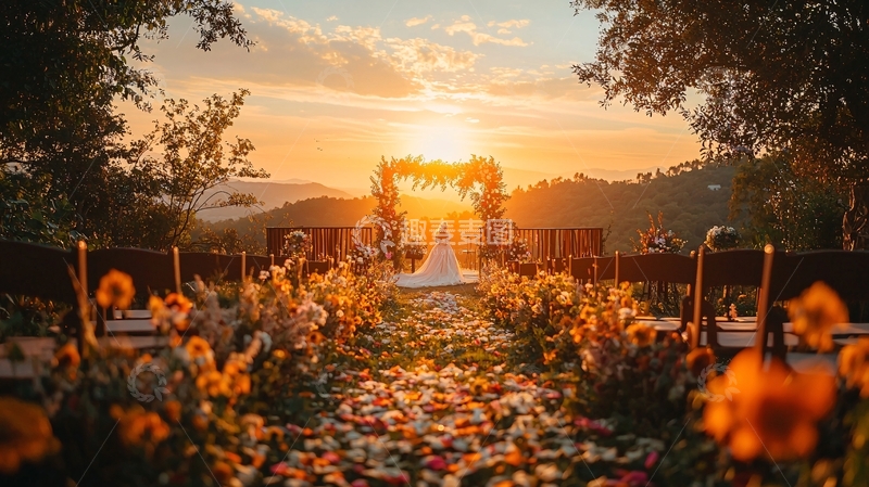 高清大图下载【趣麦麦图】唯美日落婚礼场景