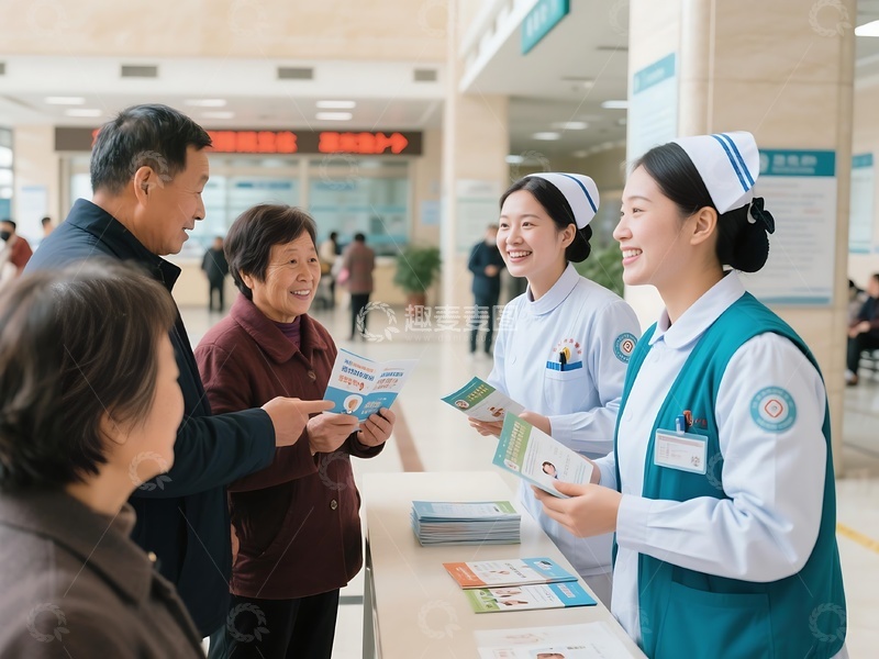 高清大图下载【趣麦麦图】医护人员医院大厅健康知识讲解