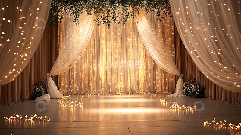 高清大图下载【趣麦麦图】浪漫的纱幔灯光背景