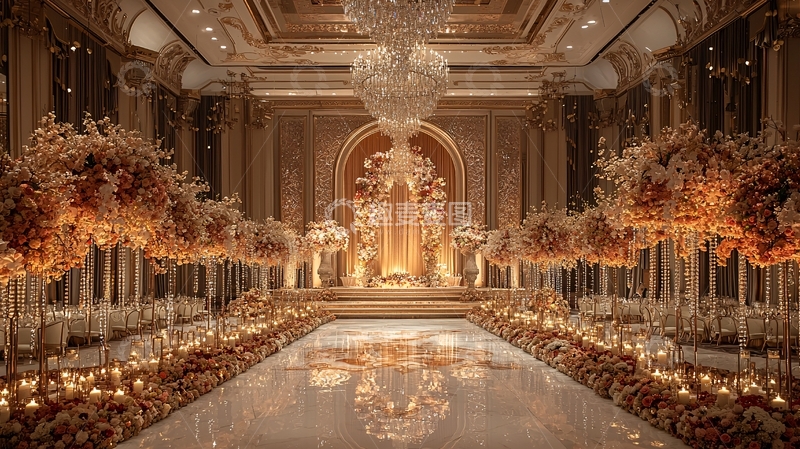高清大图下载【趣麦麦图】金色奢华婚礼大厅