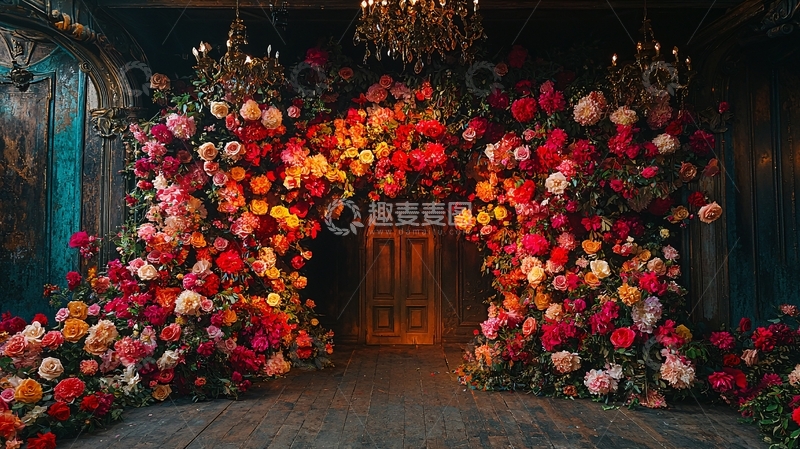 高清大图下载【趣麦麦图】鲜花拱门背景奢华婚礼