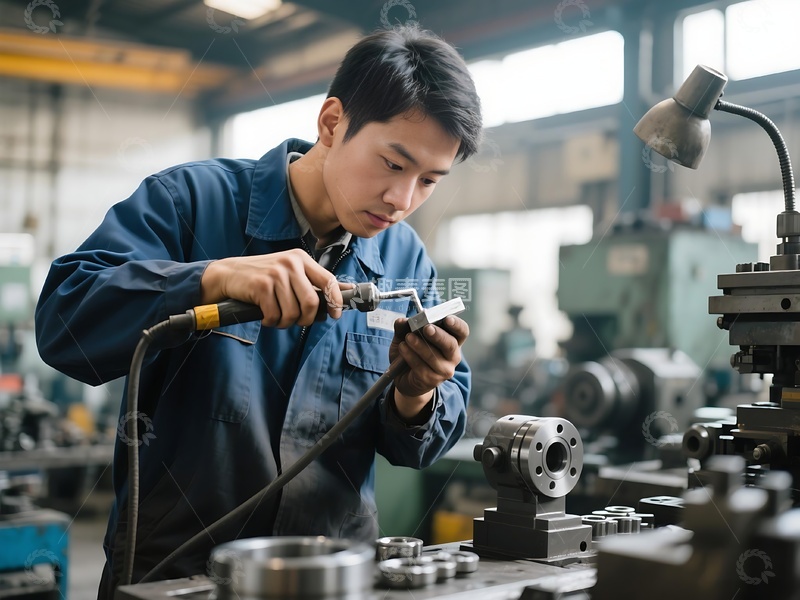 高清大图下载【趣麦麦图】工人车间专注机械操作时刻