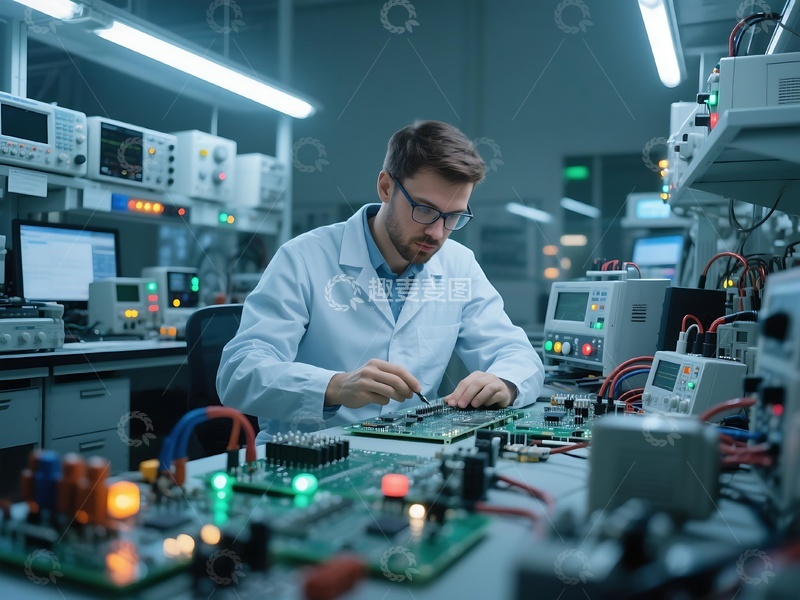 高清大图下载【趣麦麦图】技术人员工作室电路板调试作业