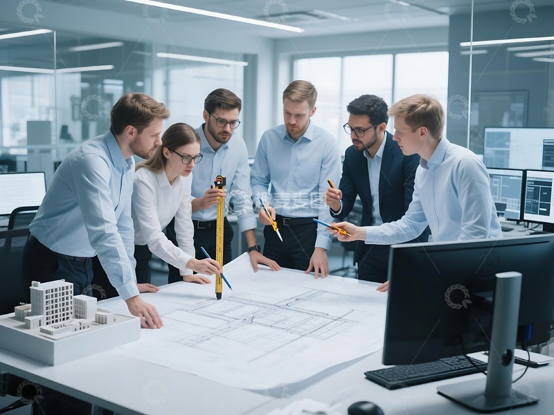 高清大图下载【趣麦麦图】团队办公室电脑前技术研讨交流