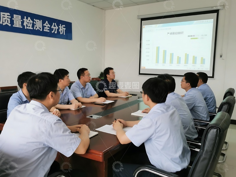 高清大图下载【趣麦麦图】员工会议室质量检测分析会议