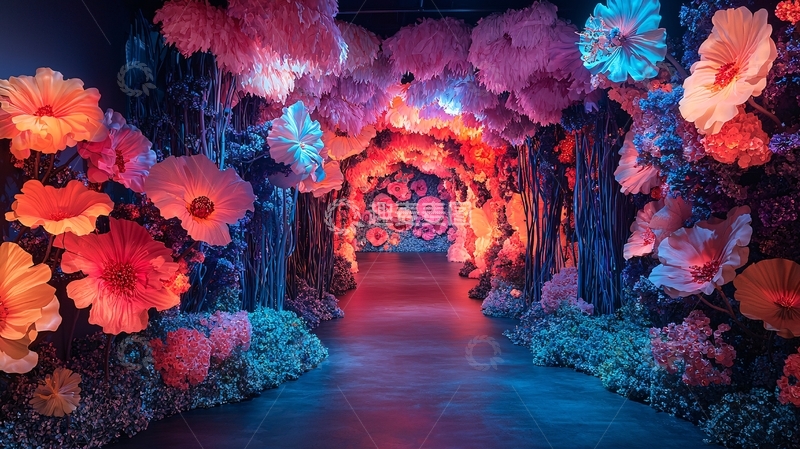高清大图下载【趣麦麦图】色彩鲜艳的花朵隧道