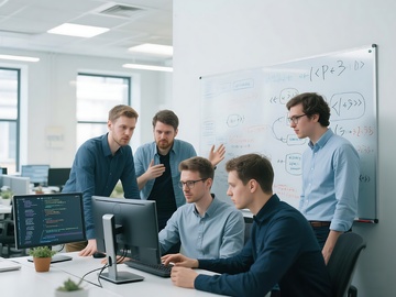 工程师团队办公室图纸规划讨论