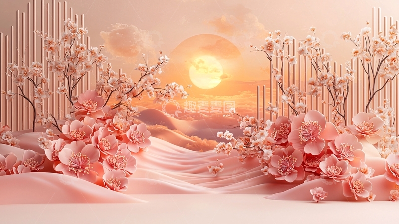 高清大图下载【趣麦麦图】粉色花卉浪漫背景