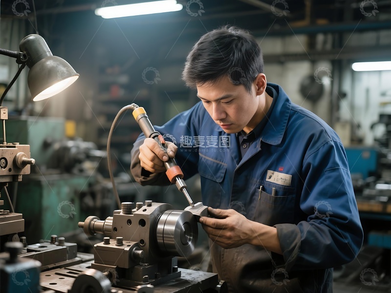 高清大图下载【趣麦麦图】工人车间专注机械加工操作