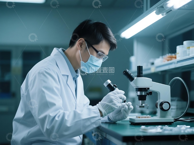高清大图下载【趣麦麦图】科研人员实验室显微镜观察研究