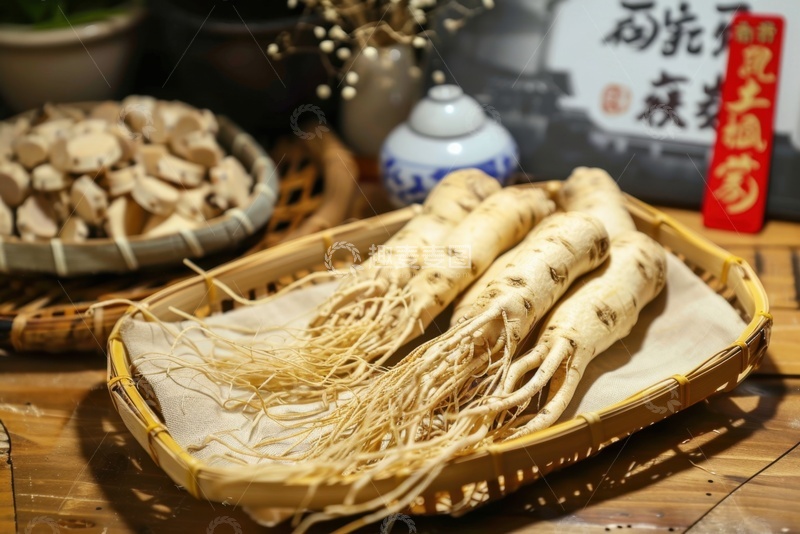 高清大图下载【趣麦麦图】-人参中草药材