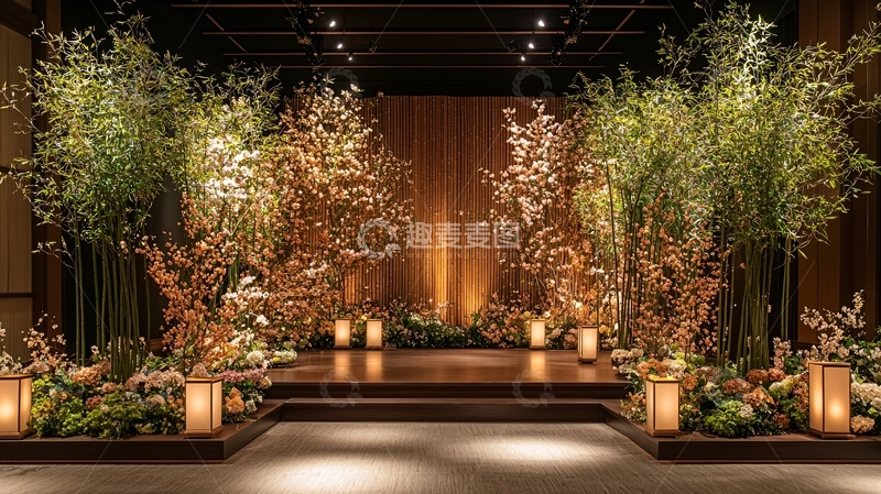 高清大图下载【趣麦麦图】舞台鲜花绿植灯光装饰