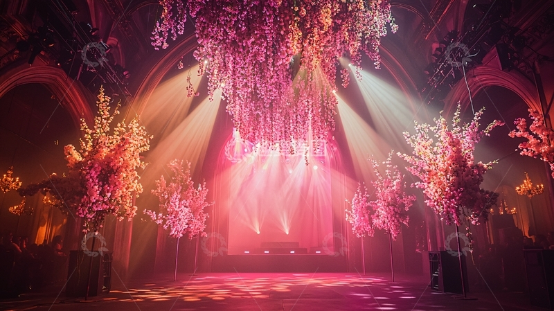 高清大图下载【趣麦麦图】粉色灯光下的舞台场景