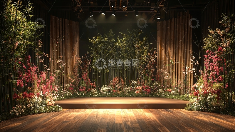 高清大图下载【趣麦麦图】舞台鲜花装饰背景