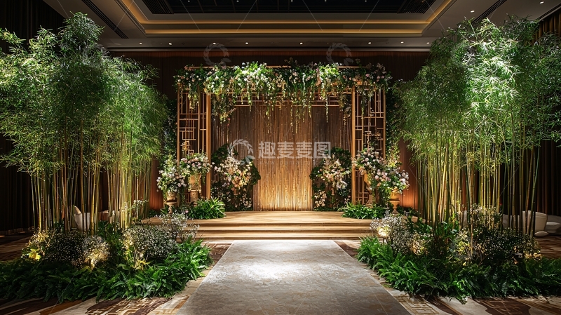 高清大图下载【趣麦麦图】婚礼绿植舞台背景