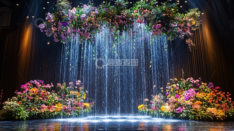 高清大图下载【趣麦麦图】鲜花瀑布舞台场景