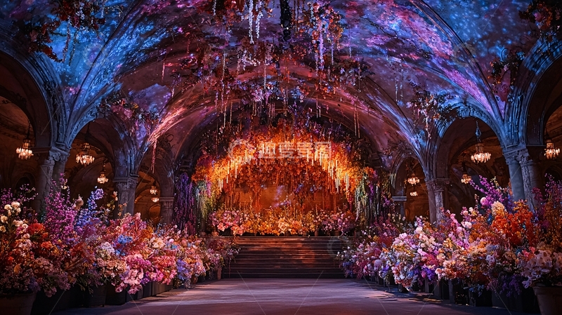 高清大图下载【趣麦麦图】梦幻般的花卉拱门场景