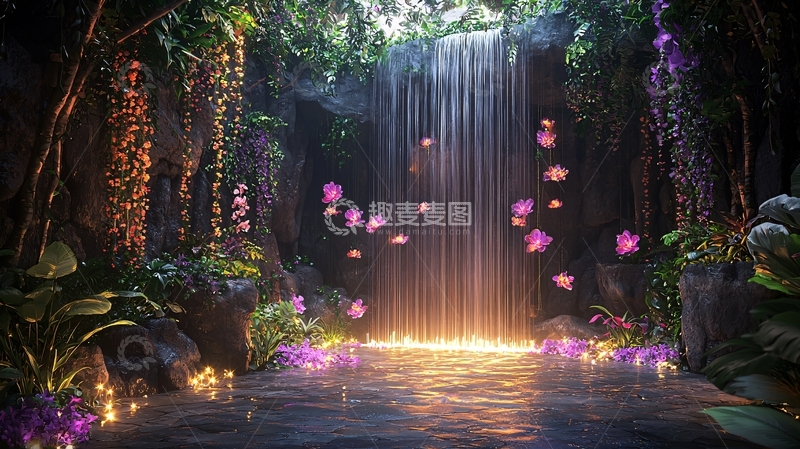 高清大图下载【趣麦麦图】梦幻般的瀑布场景