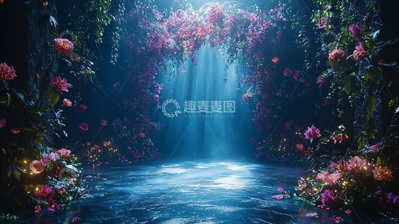 高清大图下载【趣麦麦图】梦幻花卉蓝光场景