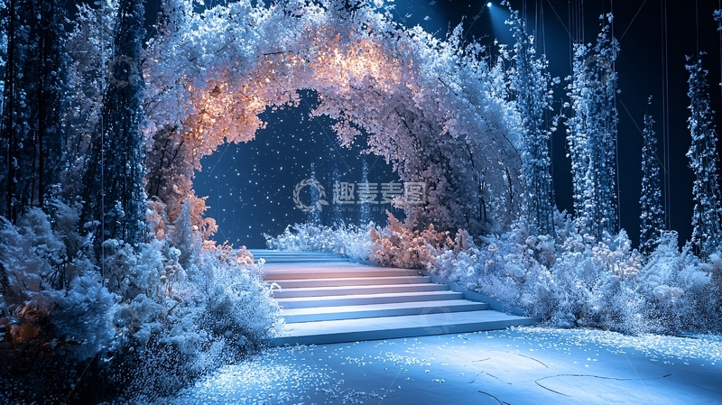 高清大图下载【趣麦麦图】冰雪覆盖的拱形路