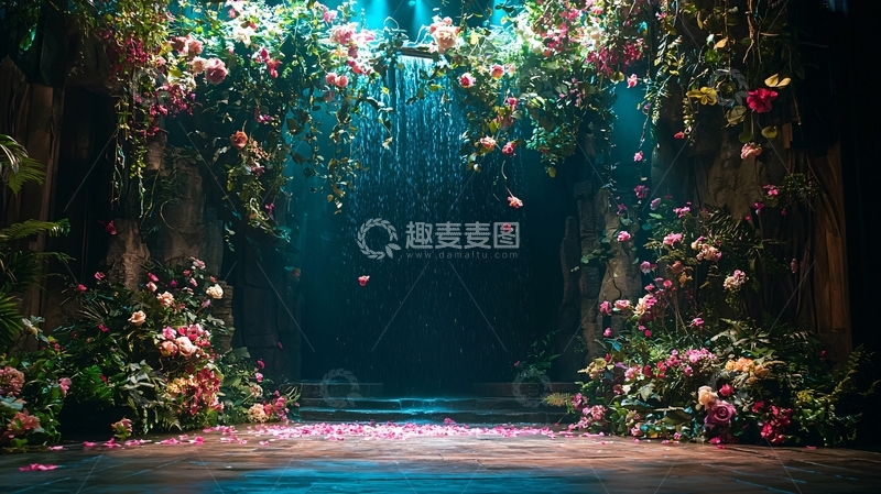 高清大图下载【趣麦麦图】繁花盛开的魔法森林入口