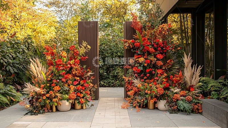 高清大图下载【趣麦麦图】秋季婚礼花艺拱门装饰