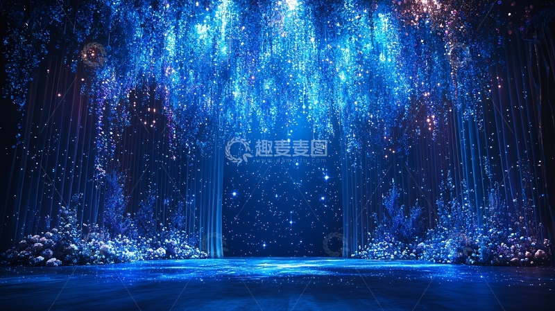 高清大图下载【趣麦麦图】蓝色梦幻瀑布舞台