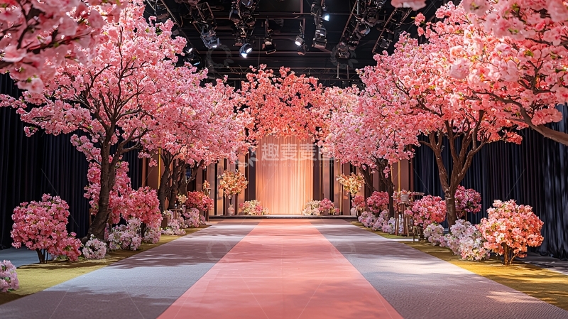 高清大图下载【趣麦麦图】粉色樱花树下的浪漫通道