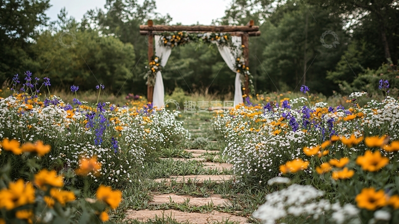 高清大图下载【趣麦麦图】花团锦簇的户外婚礼场景