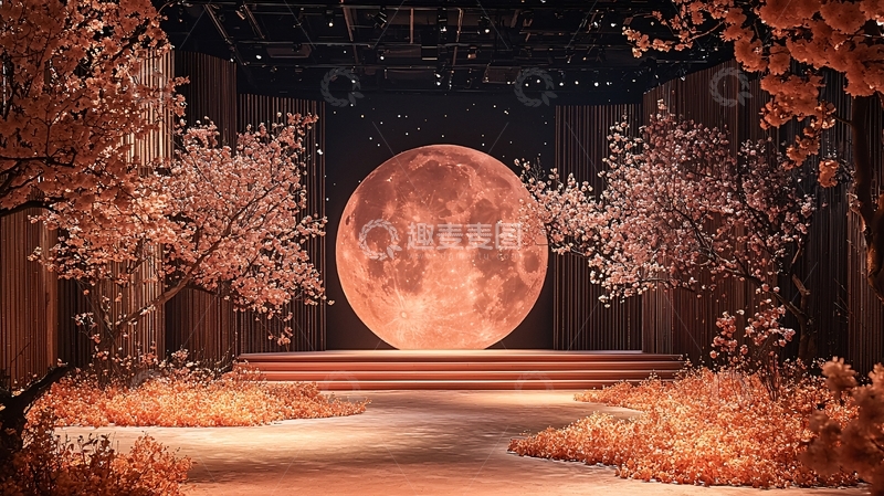 高清大图下载【趣麦麦图】舞台中央的巨大圆月