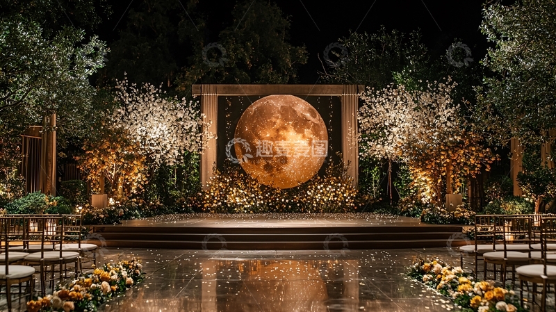 高清大图下载【趣麦麦图】梦幻月亮舞台背景