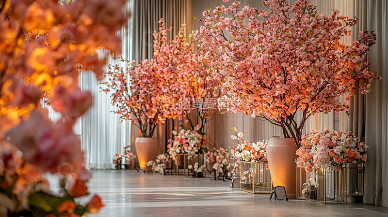 高清大图下载【趣麦麦图】粉色花树室内装饰