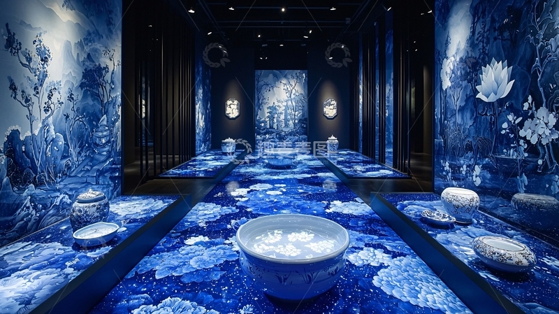 高清大图下载【趣麦麦图】青花瓷风格沉浸式空间